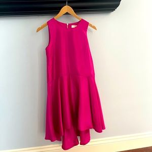 🌸 GB Girl’s Pink Satin Taffeta High-Low Drop-Waist Dress With POCKETS